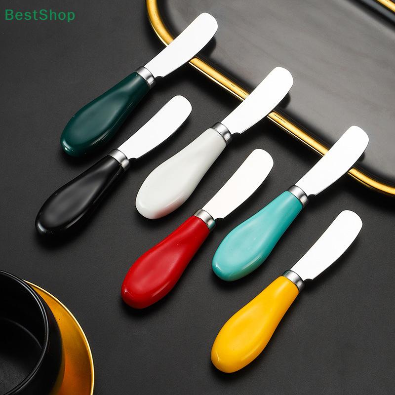 Ceramic Handle 304 Stainless Steel Cheese Knife Butter Bread Jam Cream Spatula Cake Scraper