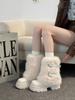 Spice girl thick-soled beautiful small short boots for women's new winter velvet huge good-looking white fluffy snow boots for women