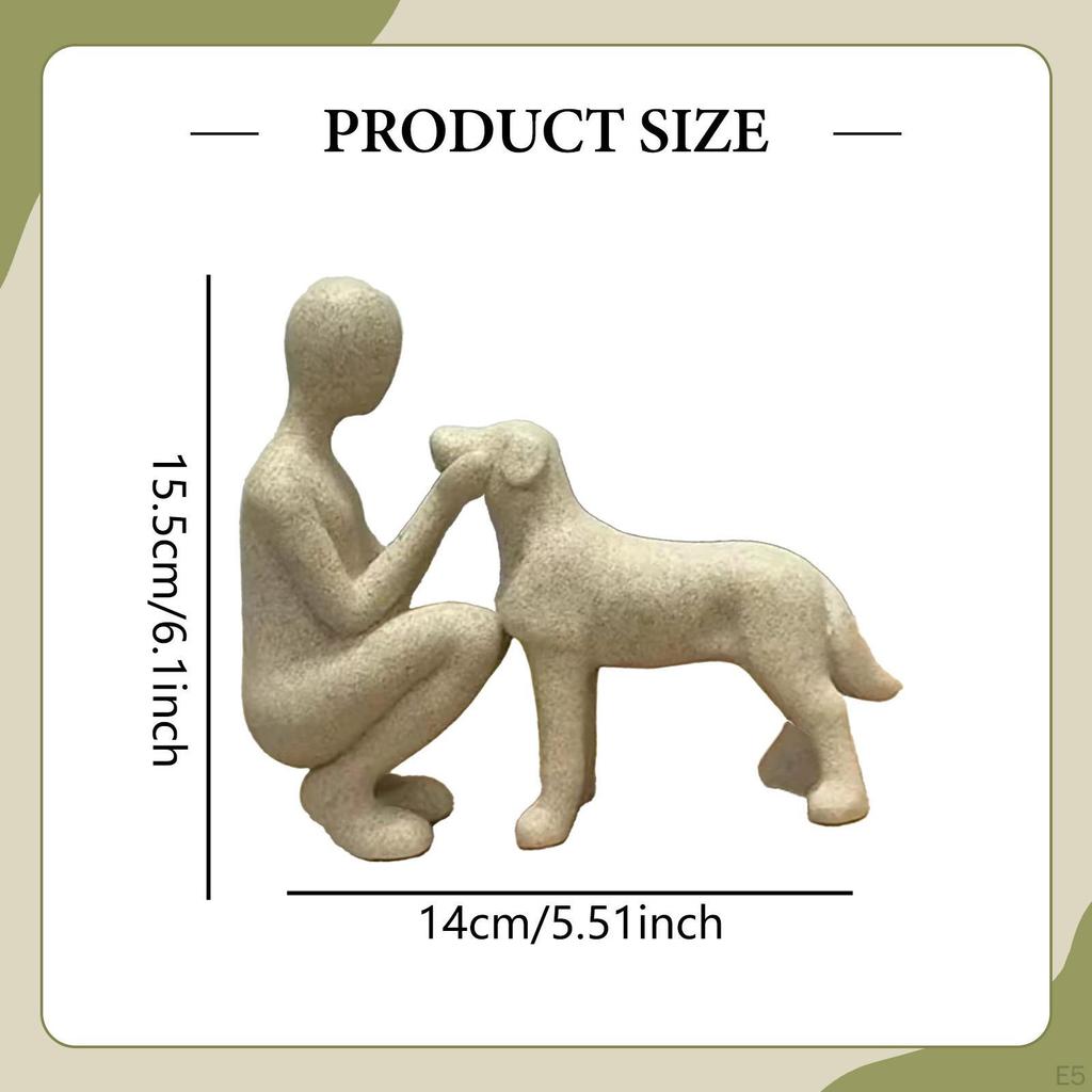 Man and Dog Statue Lover Friendship Figurine Minimalist Craft Collection Sculpture Ornament for
