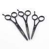 Black Hairdressing Scissors Set: 4”, 5”, 5.5” Straight Shears for Bangs and Barber Use