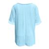 Women's Solid Color V-neck Loose Short Sleeved Pleated T-shirt Top