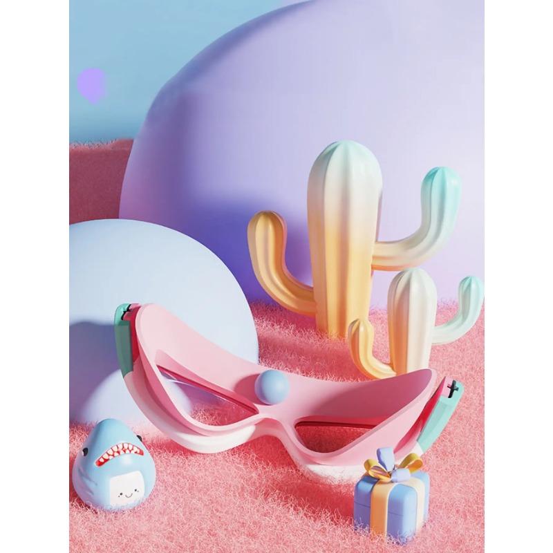 Ochelari de înot pentru copii de înaltă definiție, impermeabili și anti-ceață, cu ramă mare, ochelari convenienți, dopuri de urechi conectate cu silicon