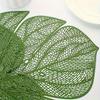 4PCS Green Leaf Vinyl Placemats - Plastic Dining Mats for Wedding, Birthday & Table Decoration