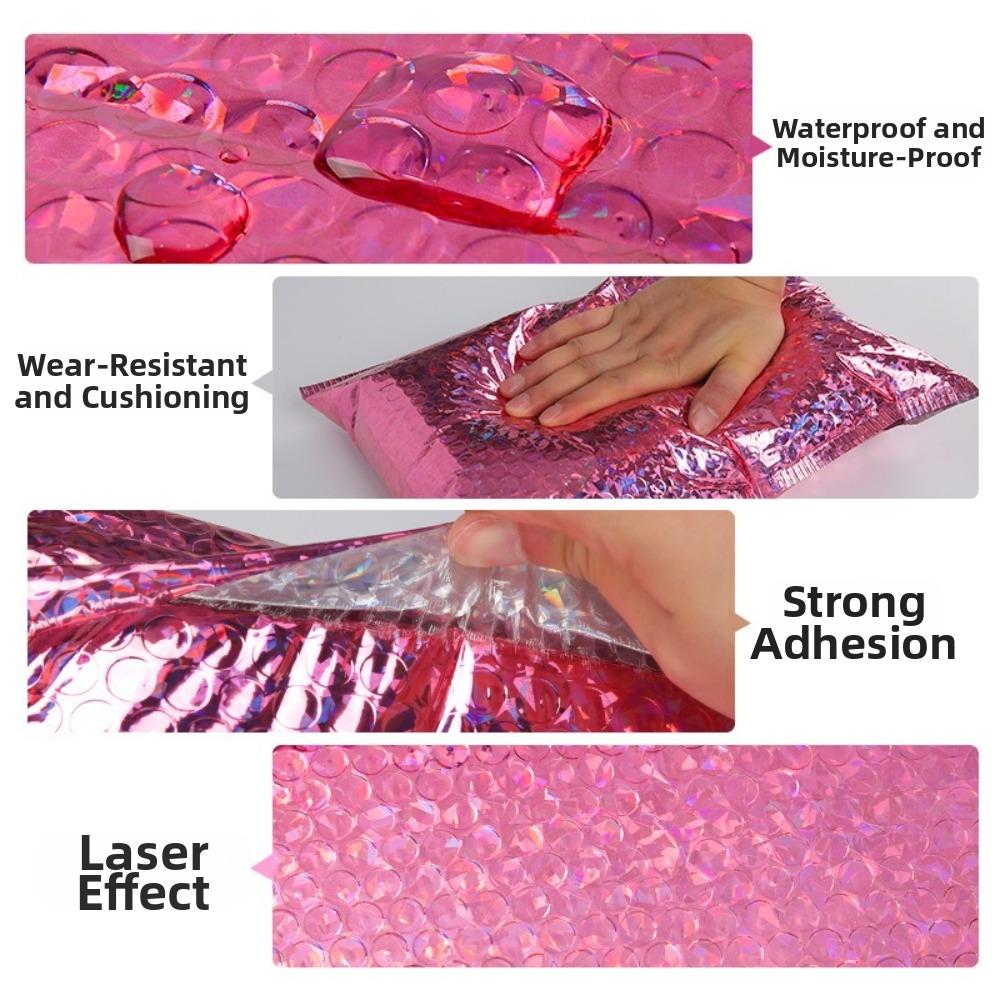 10pcs Holographic Shipping Bags Self-Sealing Foam Bag Portable Bubble Mailers Bag For Business