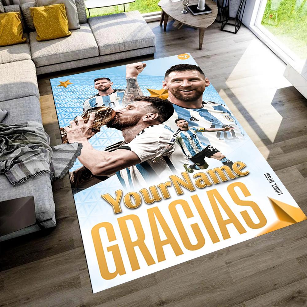 Messi Personalized Name Carpet Design for Dormitory Dining Room Entryway Game Room Anti-slip Rug Decorate Offices