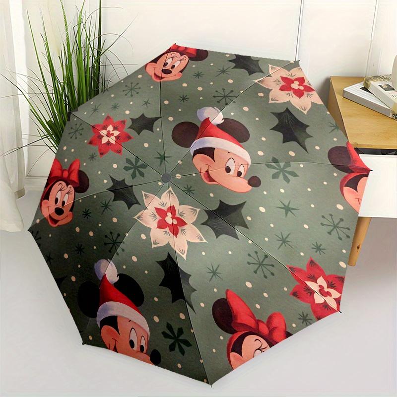 Mickey Mouse Themed Automatic Opening and Closing Folding Umbrella, Reinforced 8 Ribs, Compact Travel Design, Fashionable Folding Umbrella,