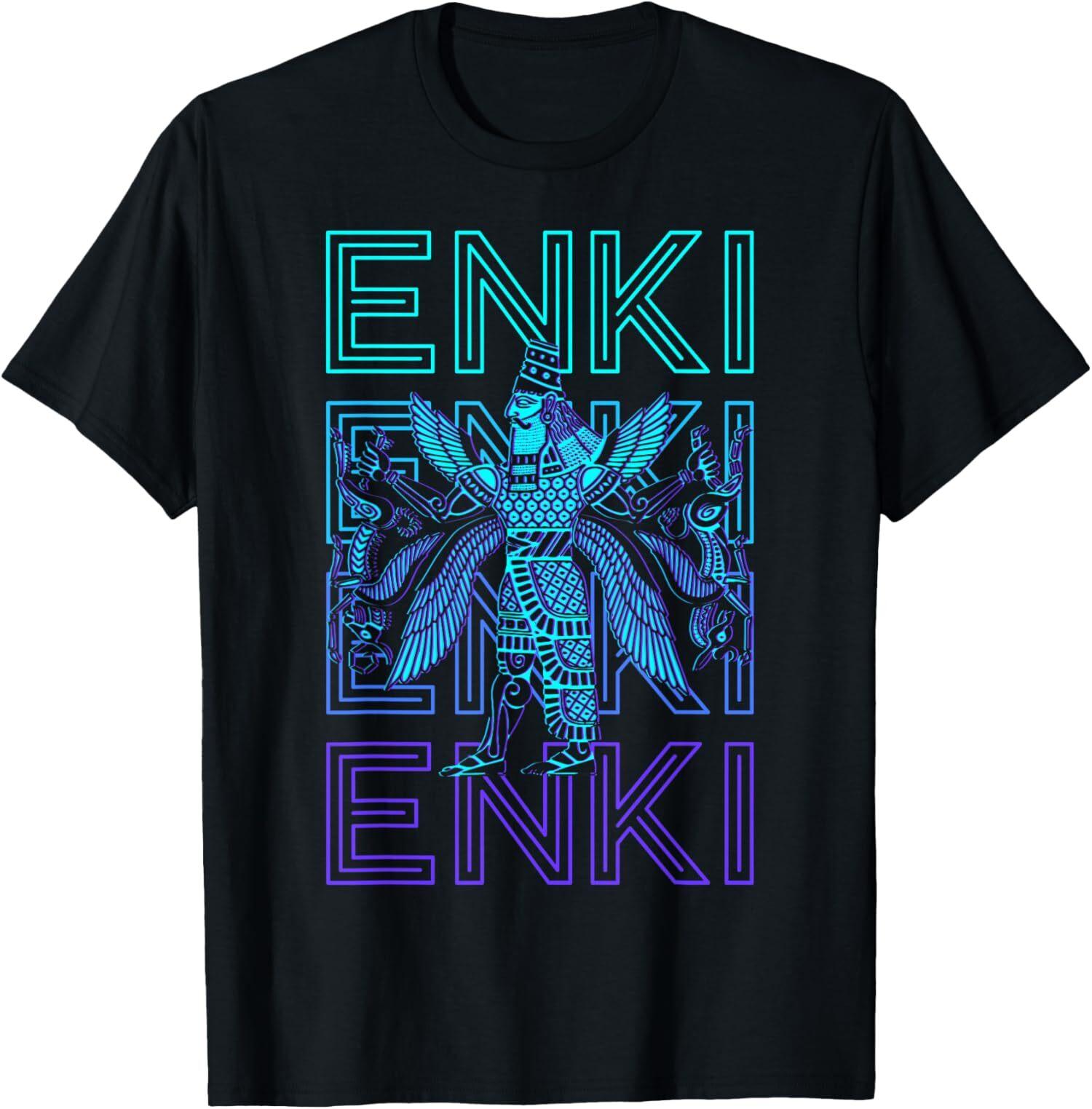 New Limited Enki Ancient God Sumerian Mythology Ancient Deity Retro T-Shirt L