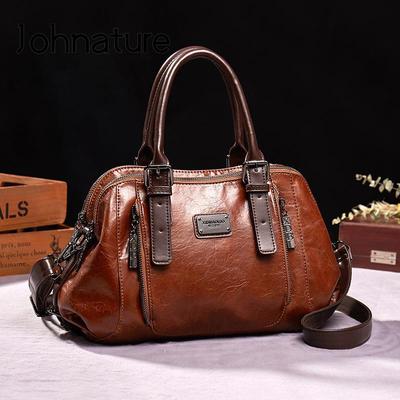 Retro Fashion Soft Leather Women Bag Large Capacity Portable Handbag Versatile Shoulder & Crossbody Bags