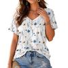 Camicetta da Donna con Scollo a V, Manica Corta, Stampa, Leggera, per Uso Casual Estivo