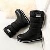 Plus Size Winter Mid-calf Snow Boots Women Warm Plush Blue Red Outdoor Lady Waterproof Wedge Platform Elastic Slip-on Half Boots