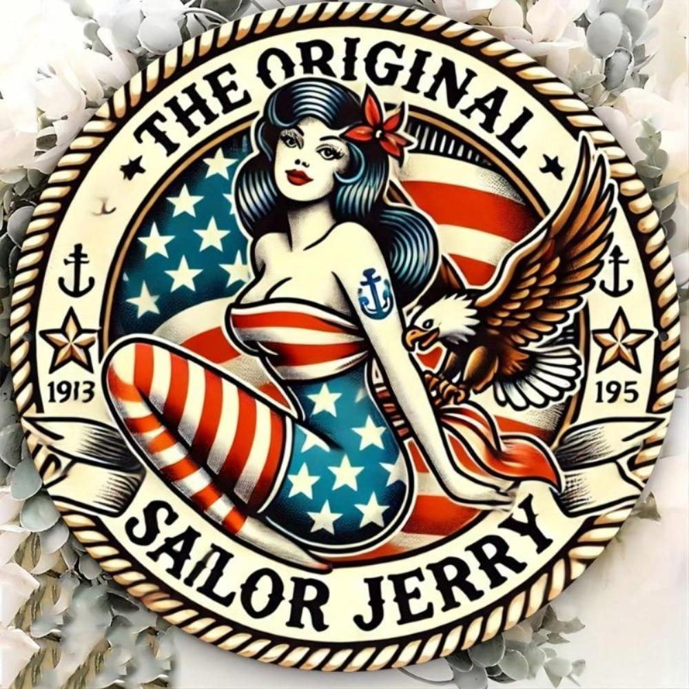 Sailor Jerry Vintage Metal Tin Sign 8x8 Inch Retro Wall Art Home Bar Kitchen Decor Man Cave