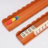 4Pcs Wooden Mahjong Rack with Detachable Magnetic Pusher Scalloped Edge American Mah Jongg Tile Holder Push Ruler Mahjong Accessories
