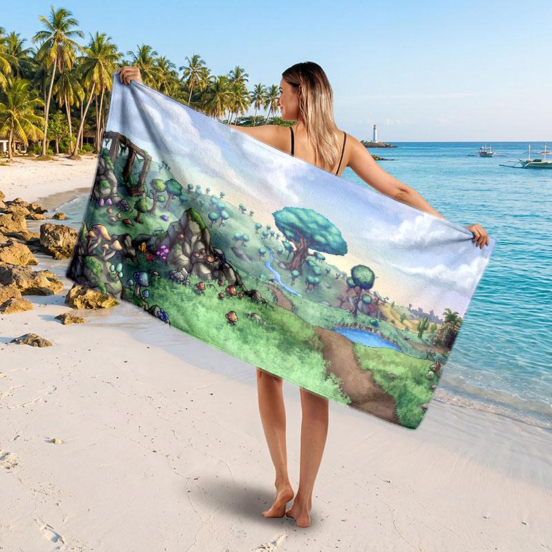 Large Beach TowelTerraria Soft Absorbent Towel Beach Bath Home Use