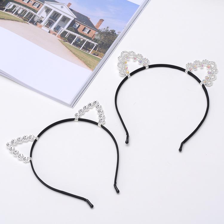 Cute Kawaii Rhinestone Little Devil Cat Ear Headband Hair Clip