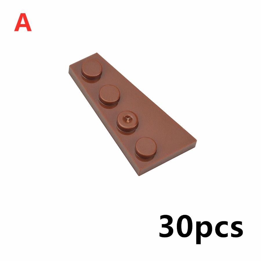30Pcs MOC Wing Shape Wedge Plate 4 x 2 Left Right Building Blocks Puzzle Particle Bricks Toy Kid Gifts Compatible 41770 41769