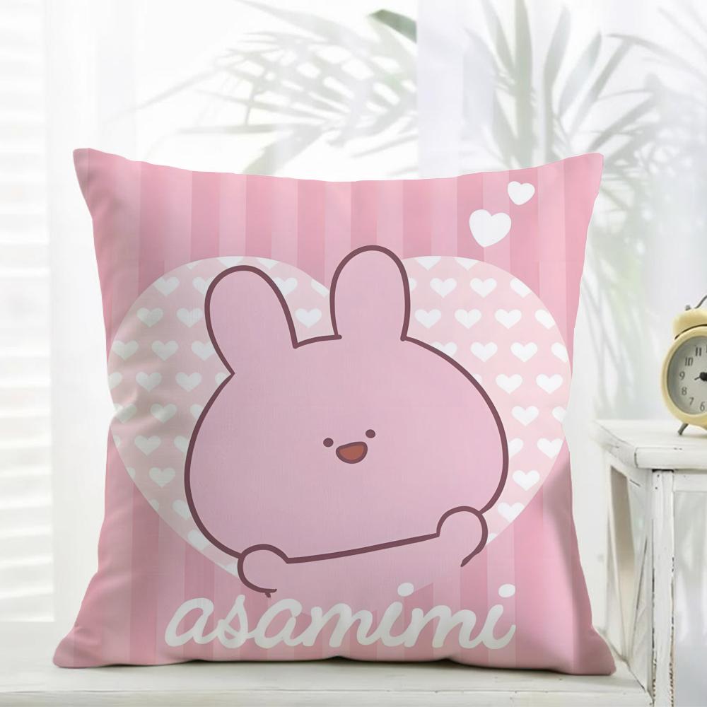 Asamimichaan Asleep Cute Asamimi Cushion Cover comfort Daily Washable Linen Soft  for Sofa Bed Home Room Decor