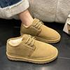 Fashion Winter flat cotton shoes women's shoes round toe lace up minimalist versatile snow cotton retro comfortable snow boots
