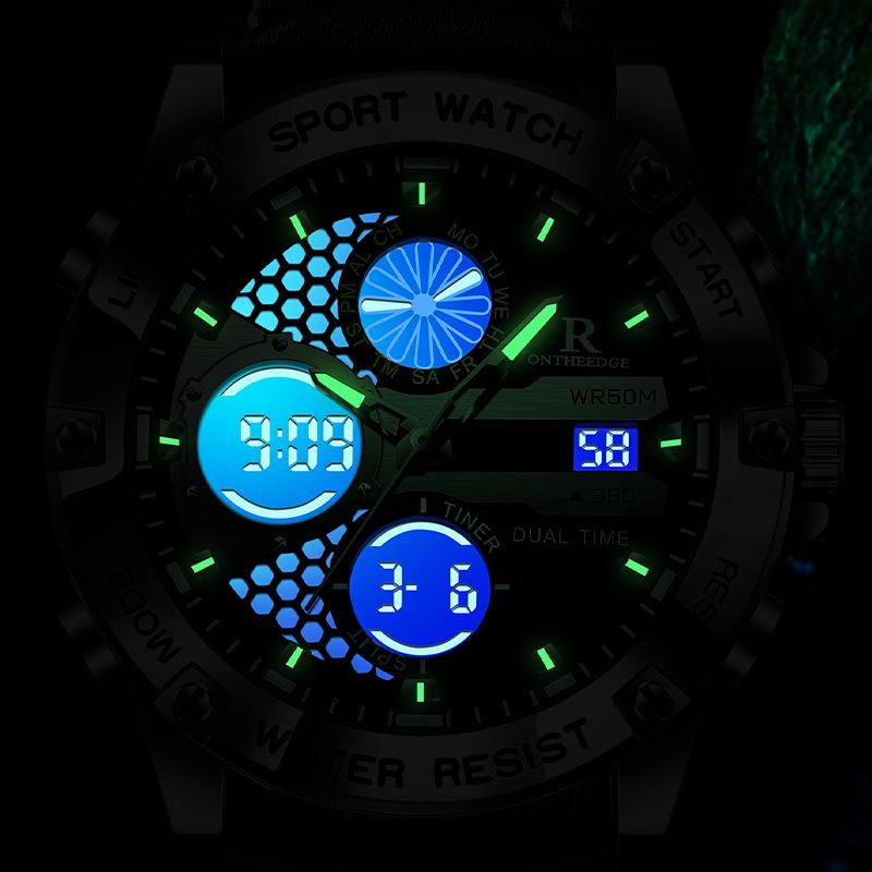 Herren Multifunktionale Quarz Uhr mit Echtlederarmband - Wasserdicht, Trendiges Design für Jugendliche und Studenten