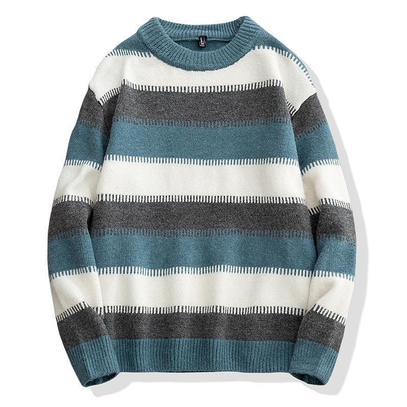 Winter Men 'S Round Neck Thicken Sweater Loose Knitwear Sweater Warm Bottoming Shirt 