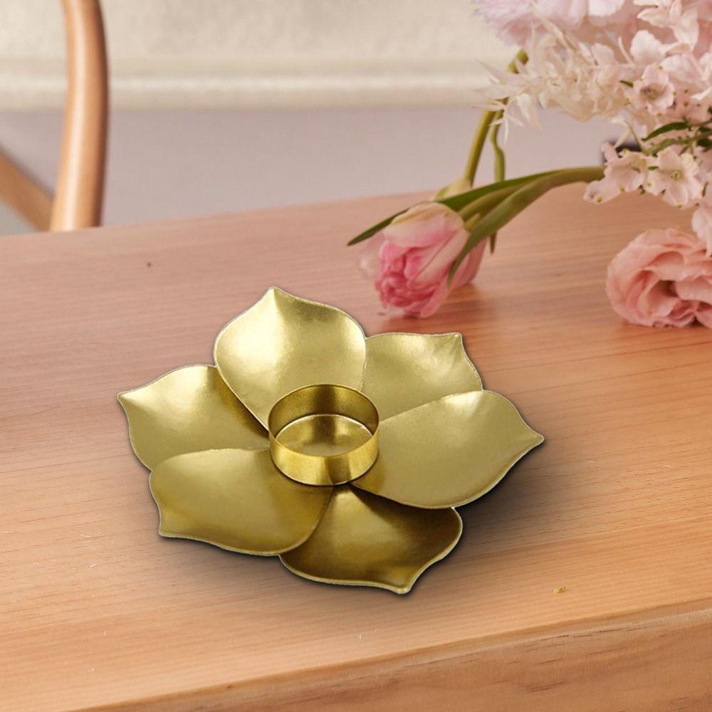 Unique Lotus Flower Tealight Holder Rust-proof Desktop Candle Cup Restaurant