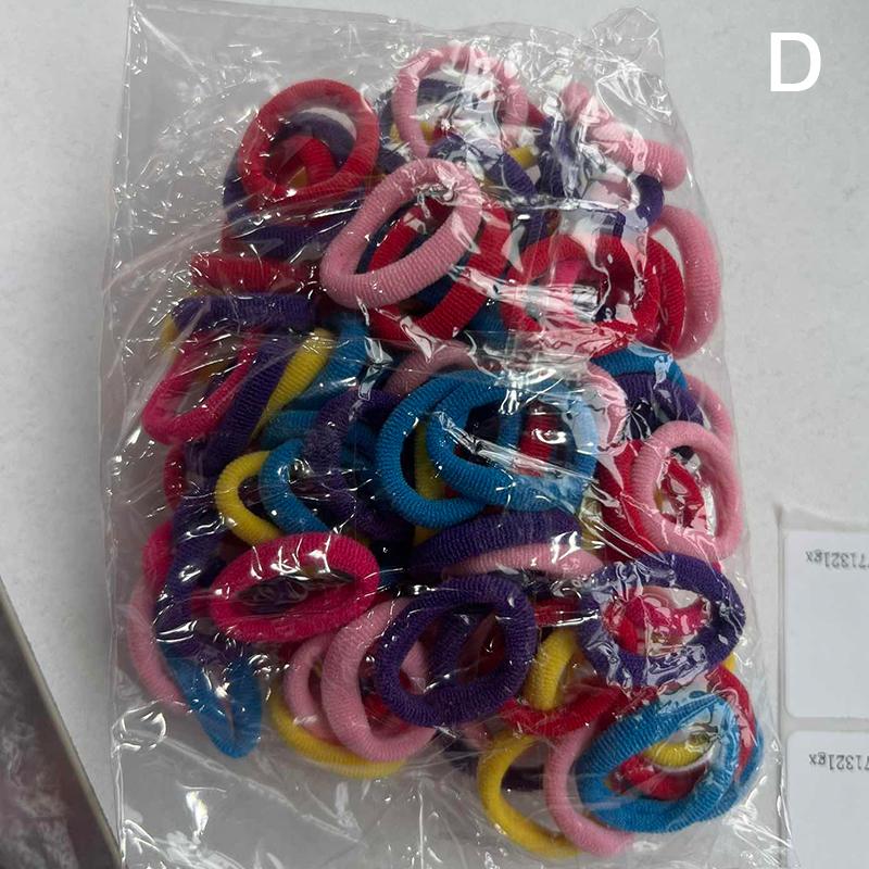 100Pcs Colorful Basic Nylon Ealstic Hair Band Kids Girls Ponytail Holder Ties Scrunchie Mini Headwear Rubber Bands Hair Rope