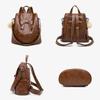 BUKESIYI Women's Mini Backpack, Large Capacity, Waterproof, PU Leather, Brown, JP78532