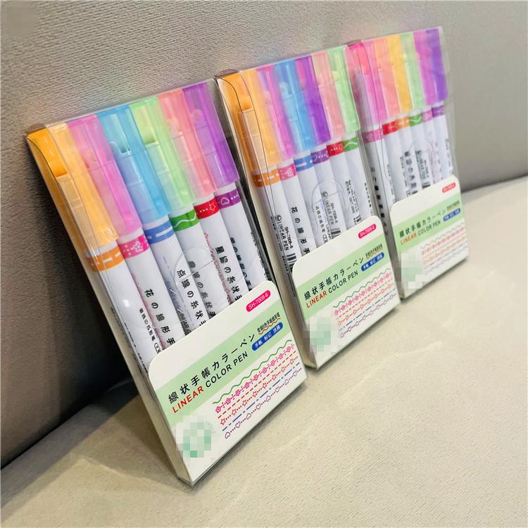 Quick-Drying Floral Wavy Highlighter Pen for Journaling and Drawing