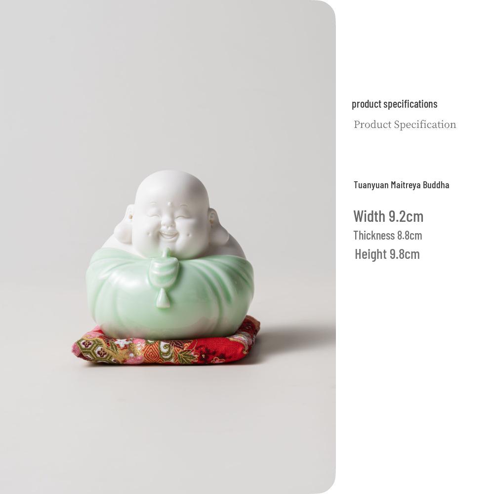 Blue Glaze Sheep Fat Jade Tea Pet Kung Fu Set – Ceramic Ornament for Auspicious Home, Car Decor & Business Gift