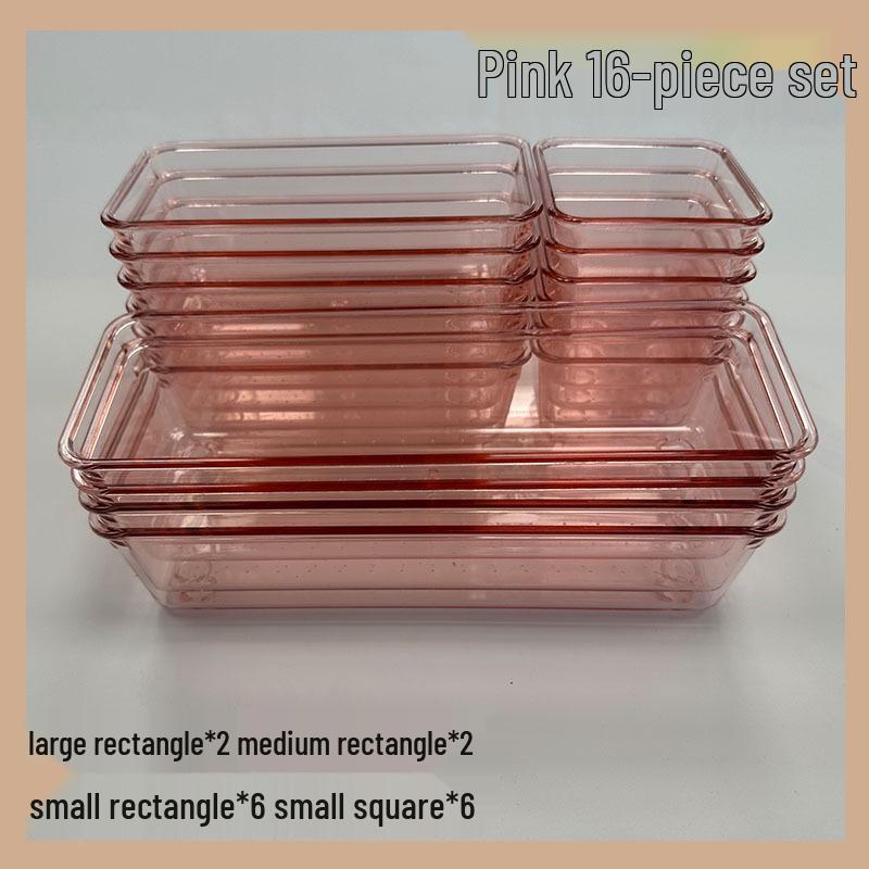 Przezroczysty pojemnik z szufladami do przechowywania sztućców kuchennych, kosmetyków na biurko i drobiazgów