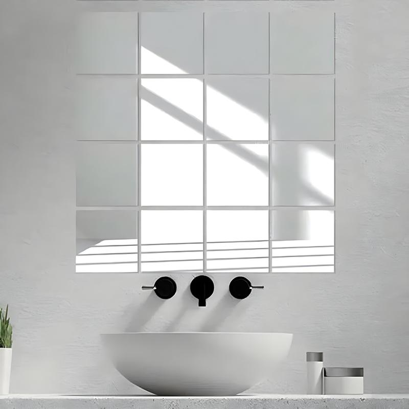 1/916/32 Pcs Decals Mirror Stickers Glass Home Mosaic Set Silver Square Tiles Toilet 15*15cm Wall 15CM Acrylic Bathroom