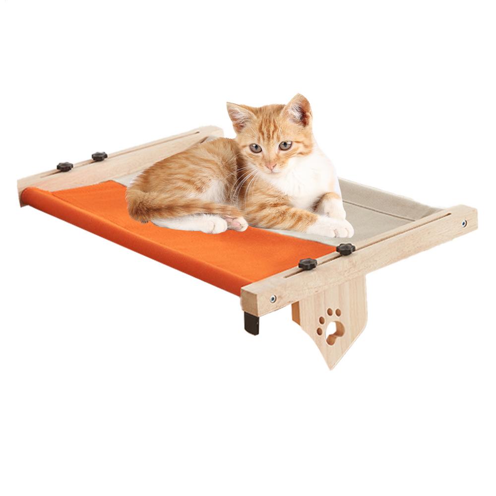 Cat Perch For Indoor Cats Wooden Cat Resting Lounger Adjustable Cat Windowsill Nest Cat Hammock Seat With Cushioned Bed Cover