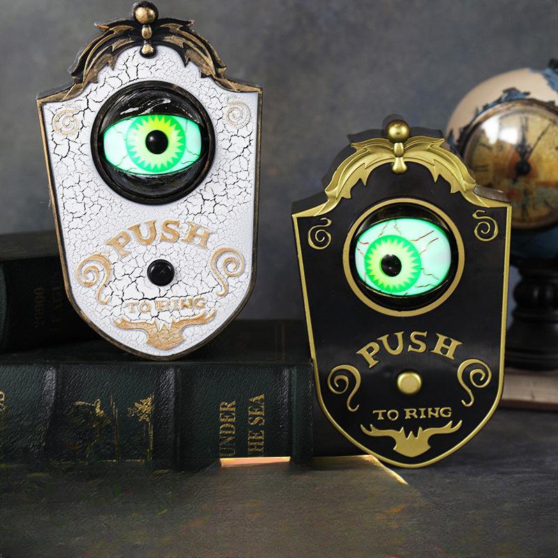 Halloween One-eyed Doorbell Decoration Electric Light-emitting and Sound-emitting Eyeball Doorbell Secret Room Prank Prop
