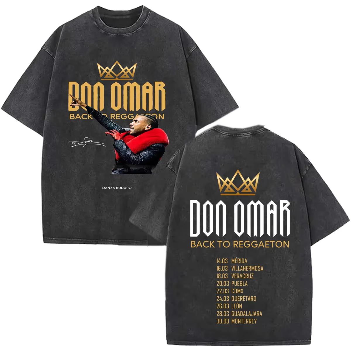 Vintage Washed 2026 T-shirts Rapper Don Omar King of Kings Graphics Mens Womens Classic Oversized Hip Hop Streetwear Tee L