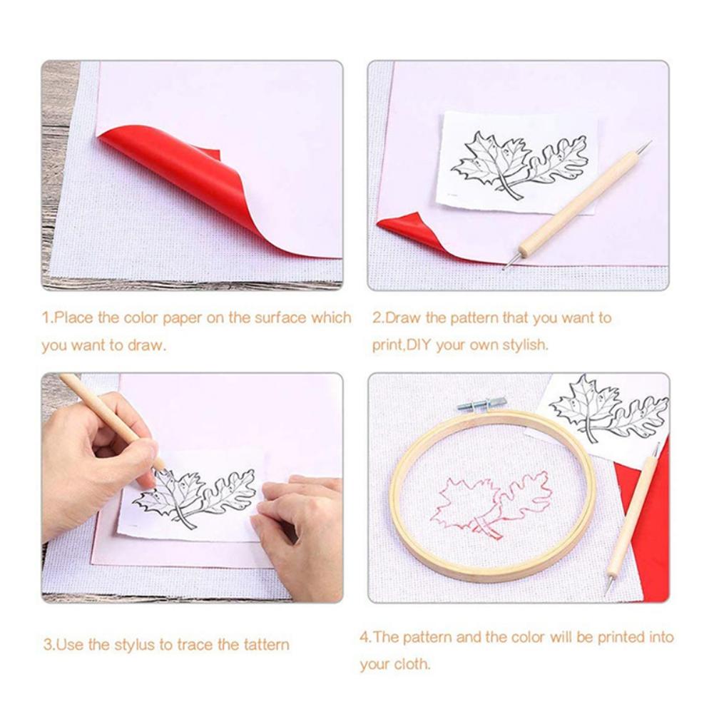 10Pcs Handmade Embroidery Transfer Paper With Iron Pen Kit For Craft-Carbon Water-Soluble Tracing Paper Diy Sewing Tools