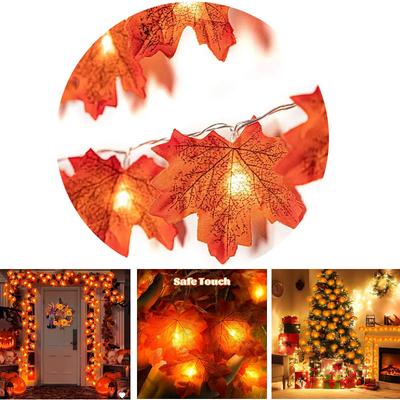 Christmas Decoration Artificial Maple Leaf Leaves LED Light String Lantern Garland Home Party DIY Halloween Decorations New Year