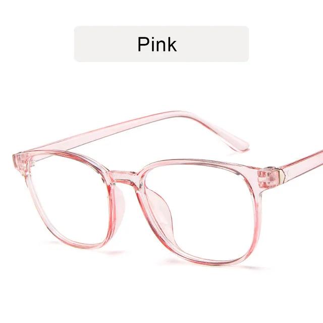 Frame Women Anti-blue Light Transparent Clear Pink Plastic Plain Glasses Retro Mens Glasses Frame Fashion Computer Eyeglasses