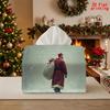 2D Flat 1pc, Tissue Box. Snowy Santa Claus Pattern Napkin Dispenser Box, Reusable, Daily Desktop Tissue Storage Box, Suitable for Kitchen, Living Room
