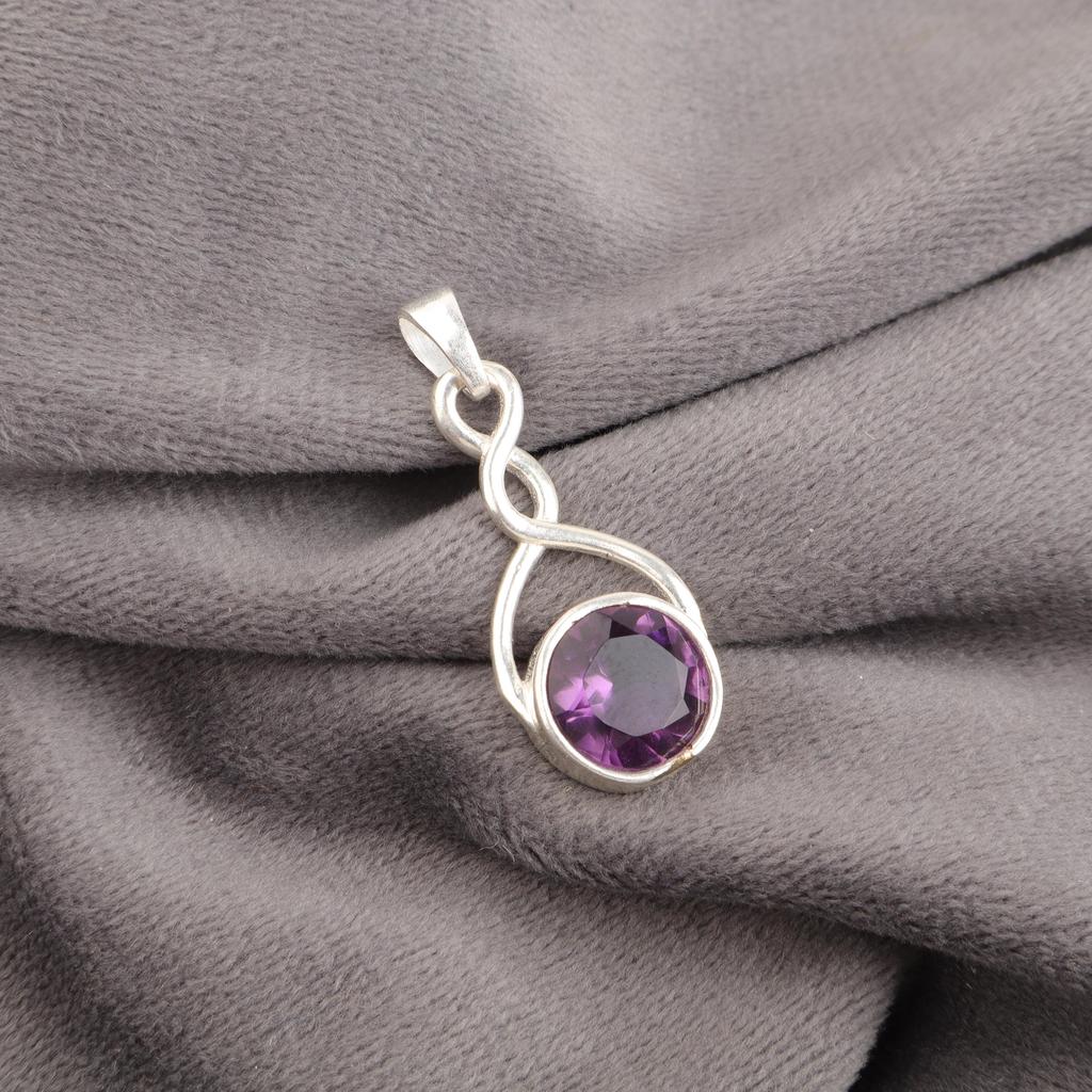 Amethyst Gemstone Jewelry, 925 Solid Sterling Silver Pendant, Handmade Gorgeous Silver Chain Jewelry For Wedding Gift