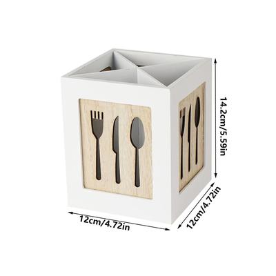 Kitchen Tableware Storage Rack Wooden Compartment Hollow Cutlery Holder Household Desktop Tableware Rack Accessories