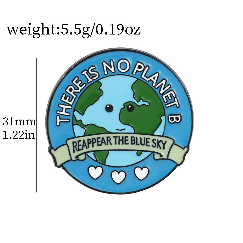 Popular Love the Earth Brooch Earth Day Metal Badge Green Round Wear Medal Collar Pin