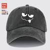 Lustige Gesichts-Zunge-raus Baseballkappe Unisex Used Gewaschen Lässig Erwachsener Polyester Atmungsaktiv Verstellbare Mütze