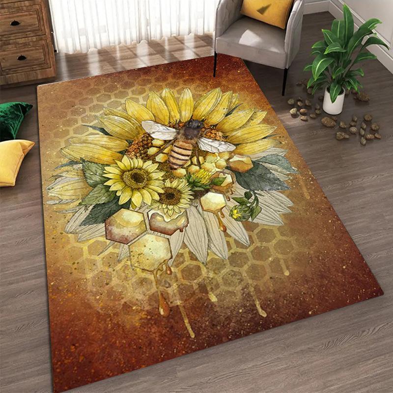Sunflower Pattern Living Room Carpet Dirt Resistant and Easy To Maintain Foot Mat Bedroom Large-sized Floor Mat