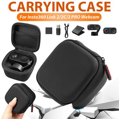 Carry Case for Insta360 Link 2/2C/2 PRO Webcam PU Waterproof Protective Box with Organizer for Magnetic Mount Cable Adapter