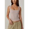 Summer Women's Square Neck Sleeveless Double Tank Top Basic Skinny T-Shirt