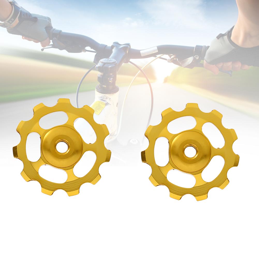 2pcs Aluminum Alloy 11T CNC Wheel Rear Derailleur Pulley For Bike(black+red)