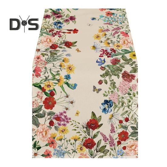 

Дорожка для стола с рождественским цветочным принтом, машинная стирка, украшение для домашней вечеринки, дорожка для стола, защищает стол от жары, царапин, пятен, скатерть One Size E