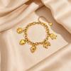 Women's European Retro Multi-Element Titanium Steel Bracelet with 18K Gold Plating and Pearl Accents