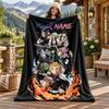 Akaza Demon Slayer Individueller Name Flanelldecke Personalisierte Weiche Warme Plüschdecke Maßgeschneidertes Geschenk für Familie Freunde