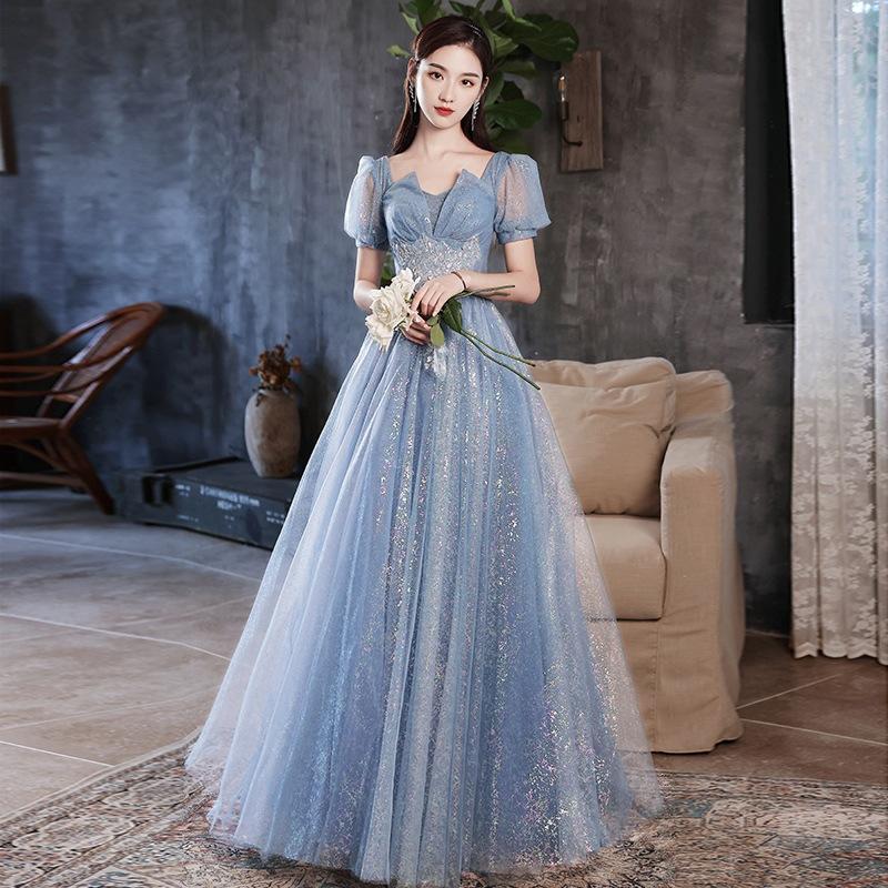 Burgundy Toast Bride 1011 New Summer Wedding Return Gauze Dress Light Luxury Banquet Evening Dress