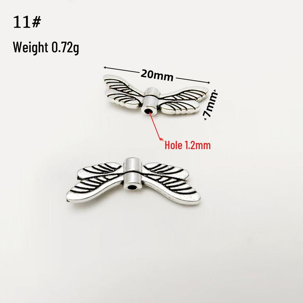 Tibetan Silver Angel Wing & Butterfly Feather Beads for Handmade Jewelry & DIY Accessories
